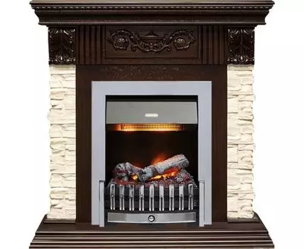 Каминокомплект Luxemburg (каменный) - Сланец/Темный дуб с очагом Danville Chrome FB2