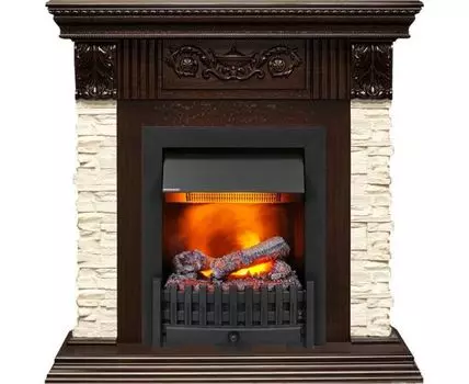 Каминокомплект Luxemburg (каменный) - Сланец/Темный дуб с очагом Danville Black FB2