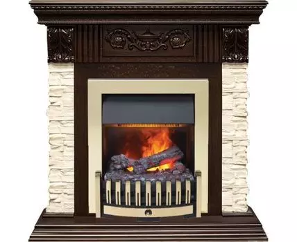 Каминокомплект Luxemburg (каменный) - Сланец/Темный дуб с очагом Danville Brass FB2