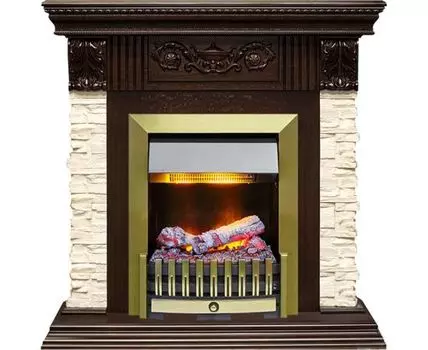 Каминокомплект Luxemburg (каменный) - Сланец/Темный дуб с очагом Danville Antique Brass FB2