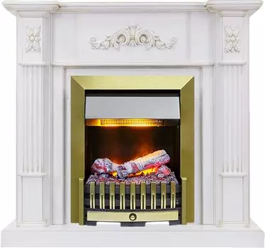 Каминокомплект Martin - Белый дуб, патина золото с очагом Danville Antique Brass FB2