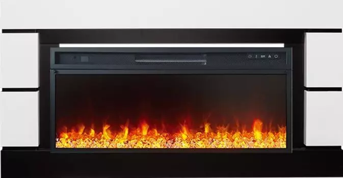 Каминокомплект Modern 42 - Белый с черным (Глубина 300 мм) с очагом Vision 42 LED
