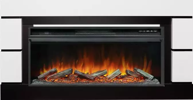Каминокомплект Modern 42 - Белый с черным (Глубина 300 мм) с очагом Vision 42 LOG LED