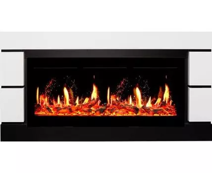 Каминокомплект Modern 42 - Белый с черным (Ширина 1395 мм) с очагом 5D V-ART 40