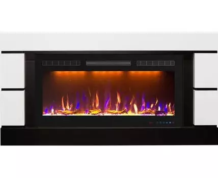 Каминокомплект Modern - Белый с черным (Глубина 300 мм) с очагом Crystal 36 RF