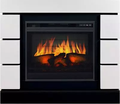 Каминокомплект Modern CRM (Разборный) - Белый с черным с очагом Vision 23 EF LED 3D FX