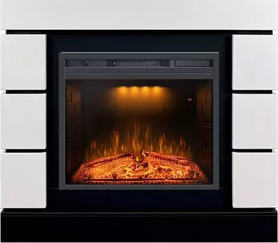 Каминокомплект Modern CRM (Разборный) - Белый с черным с очагом Emerald 23