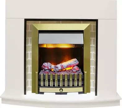 Каминокомплект Montana - Белый с очагом Danville Antique Brass FB2