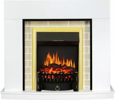 Каминокомплект Montana - Белый с очагом Fobos FX Brass