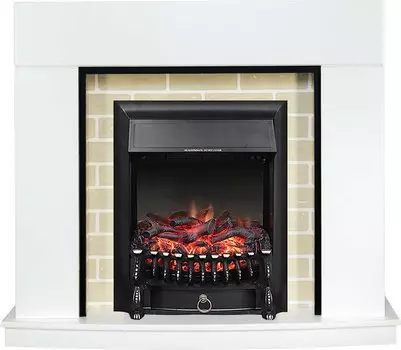 Каминокомплект Montana - Белый с очагом Fobos FX Black