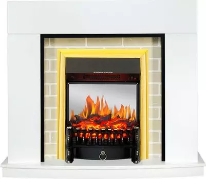 Каминокомплект Montana - Белый с очагом Fobos FX M Brass