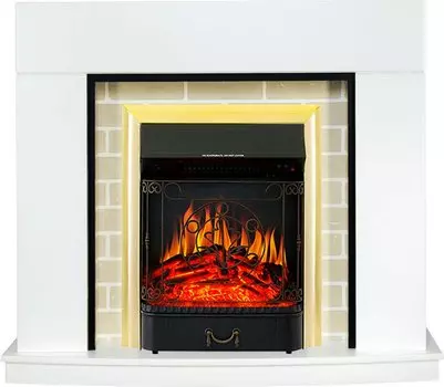 Каминокомплект Montana - Белый с очагом Majestic FX Brass