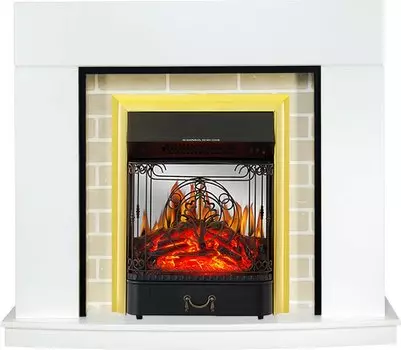 Каминокомплект Montana - Белый с очагом Majestic FX M Brass