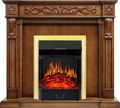 Каминокомплект Neapol - Дуб антик с очагом Majestic FX Brass