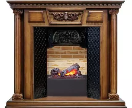 Каминокомплект Olympia - Дуб антик / Кирпич с очагом Cassette 400 NH