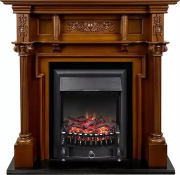Каминокомплект Oxford - Орех с очагом Fobos FX Black