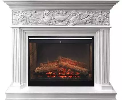 Каминокомплект Palace - Белый с серебром с очагом Symphony 30'' DF3020-INT