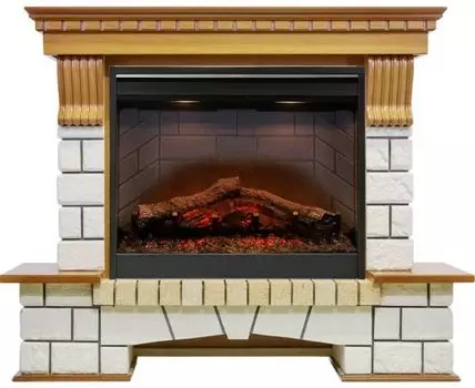 Каминокомплект Pierre Luxe - Дуб / Белый с очагом Symphony 26'' DF2608-INT