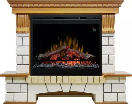 Каминокомплект Pierre Luxe - Дуб / Белый с очагом Symphony 26'' DF2624L-INT