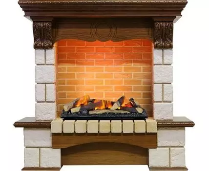 Каминокомплект Pierre Luxe - Дуб / Шампань (Высота 1035мм) с очагом Cassette 600 LNH-INT (с дровами)