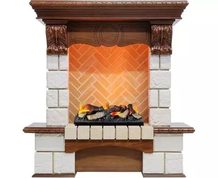 Каминокомплект Pierre Luxe - Дуб / Шампань (Высота 975мм) с очагом Cassette 400 LNH-INT (с дровами)