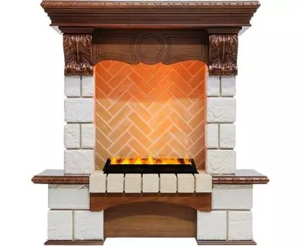 Каминокомплект Pierre Luxe - Дуб / Шампань (Высота 975мм) с очагом Cassette 400 LNH-INT PS (без дров)