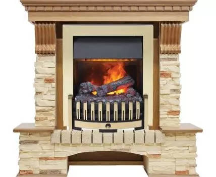 Каминокомплект Pierre Luxe - Дуб / Сланец с очагом Danville Brass FB2