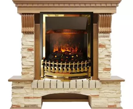 Каминокомплект Pierre Luxe - Дуб / Сланец с очагом Atherton