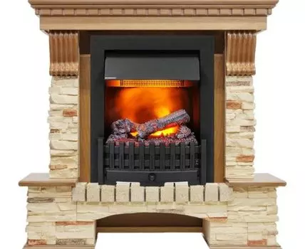 Каминокомплект Pierre Luxe - Дуб / Сланец с очагом Danville Black FB2