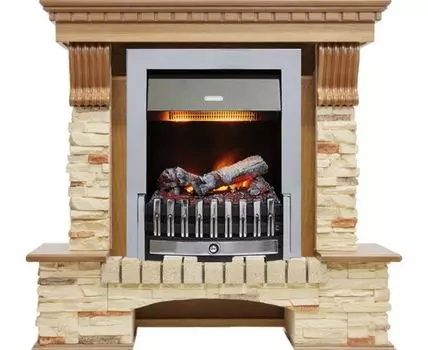 Каминокомплект Pierre Luxe - Дуб / Сланец с очагом Danville Chrome FB2