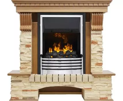 Каминокомплект Pierre Luxe - Дуб / Сланец с очагом Flagstaff