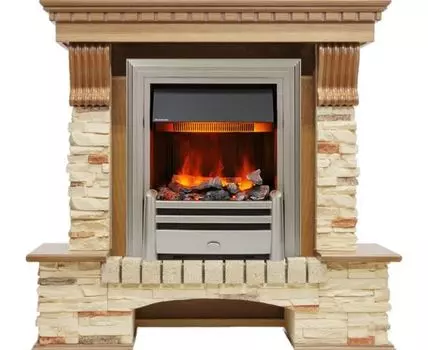 Каминокомплект Pierre Luxe - Дуб / Сланец с очагом Chesford