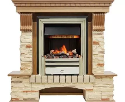 Каминокомплект Pierre Luxe - Дуб / Сланец с очагом Cavendish
