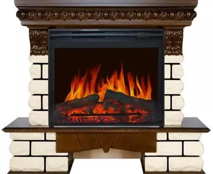 Каминокомплект Pierre Luxe LORD - Темный дуб / Белый с очагом Jupiter FX New