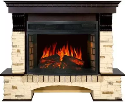 Каминокомплект Pierre Luxe - Сланец / Темный дуб с очагом Dioramic 25 LED FX