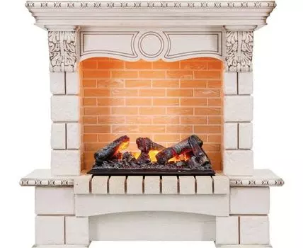Каминокомплект Pierre Luxe - Слоновая кость / Шампань (Высота 1035мм) с очагом Cassette 600 NH