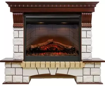 Каминокомплект Pierre Luxe - Темный дуб / Белый с очагом Symphony 26'' DF2608-INT