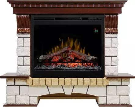 Каминокомплект Pierre Luxe - Темный дуб / Белый с очагом Symphony 26'' DF2624L-INT