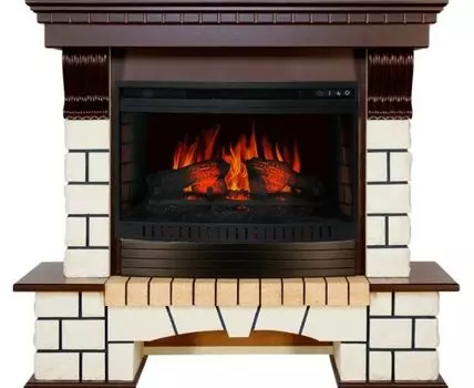 Каминокомплект Pierre Luxe - Темный дуб / Белый (Высота 1075мм) с очагом Dioramic 26 LED FX