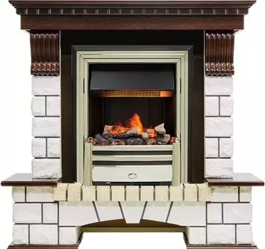 Каминокомплект Pierre Luxe - Темный дуб / Белый (Высота 1020мм) с очагом Cavendish