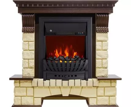 Каминокомплект Pierre Luxe - Темный дуб / Шампань с очагом Aspen Black