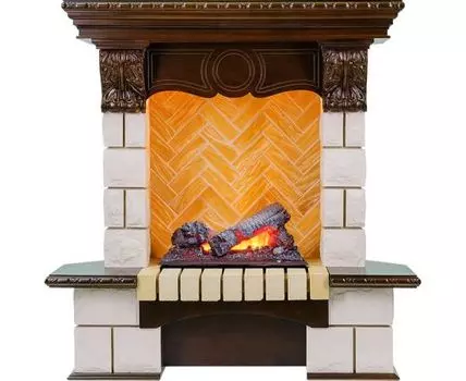 Каминокомплект Pierre Luxe - Темный дуб / Шампань (Высота 975мм) с очагом Cassette 400 NH