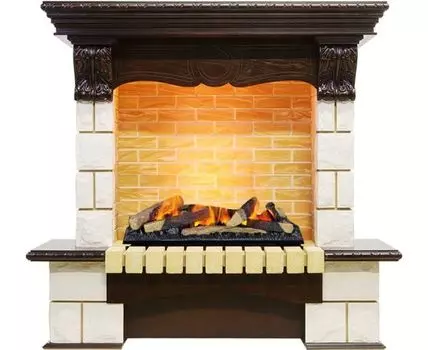 Каминокомплект Pierre Luxe - Темный дуб / Шампань (Высота 1035мм) с очагом Cassette 600 LNH-INT (с дровами)