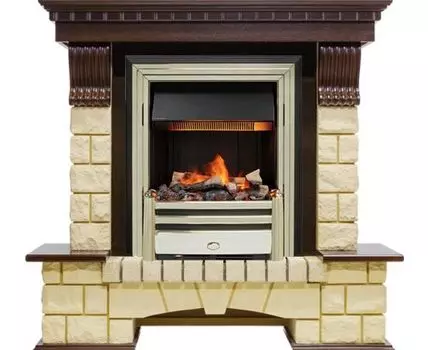 Каминокомплект Pierre Luxe - Темный дуб / Шампань (Высота 1050мм) с очагом Cavendish