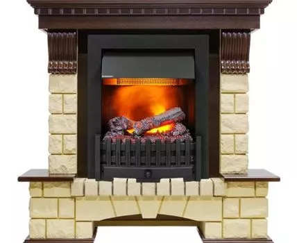 Каминокомплект Pierre Luxe - Темный дуб / Шампань (Высота 1050мм) с очагом Danville Black FB2