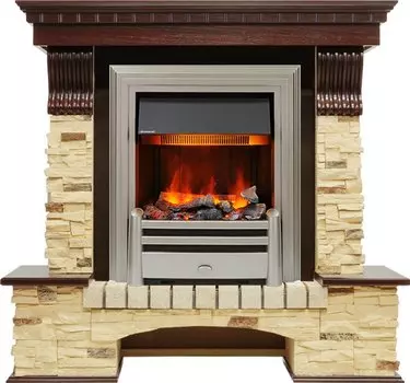 Каминокомплект Pierre Luxe - Темный дуб / Сланец (Высота 1005мм) с очагом Chesford