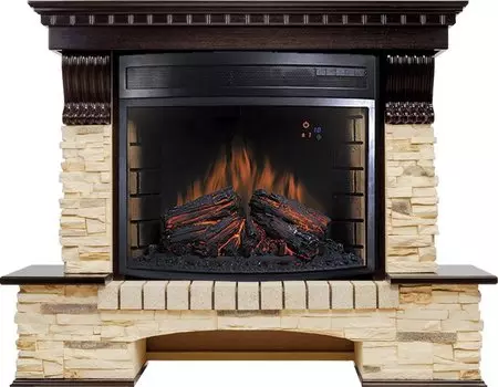 Каминокомплект Pierre Luxe - Темный дуб / Сланец (Высота 1320 мм) с очагом Dioramic 28 LED FX