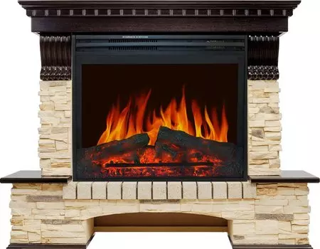 Каминокомплект Pierre Luxe - Темный дуб / Сланец (Высота 1320 мм) с очагом Jupiter FX New