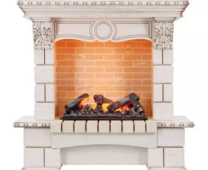 Каминокомплект Pierre Luxe угловой - Слоновая кость / Шампань с очагом Cassette 600 NH