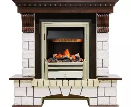 Каминокомплект Pierre Luxe угловой - Темный дуб / Белый (Высота 1020мм) с очагом Cavendish